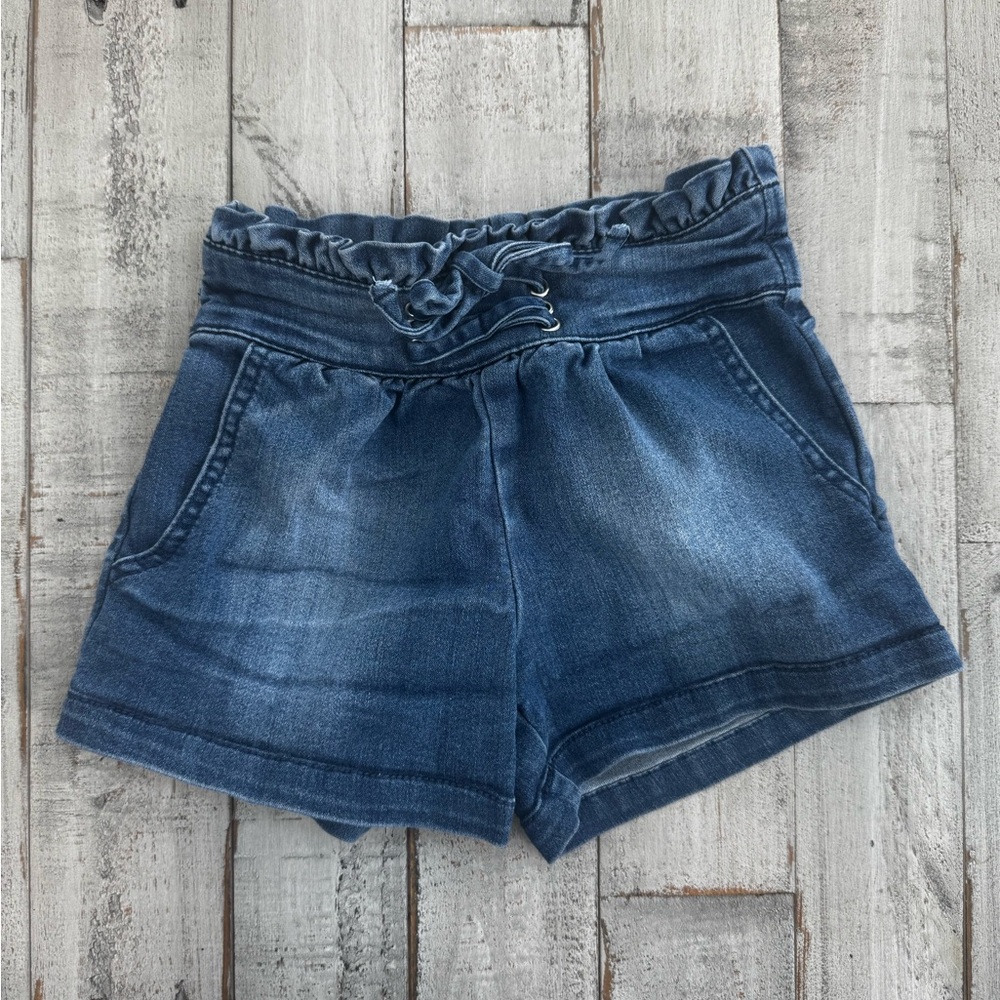 Habitual Ruffled Waist Blue Jean Shorts
